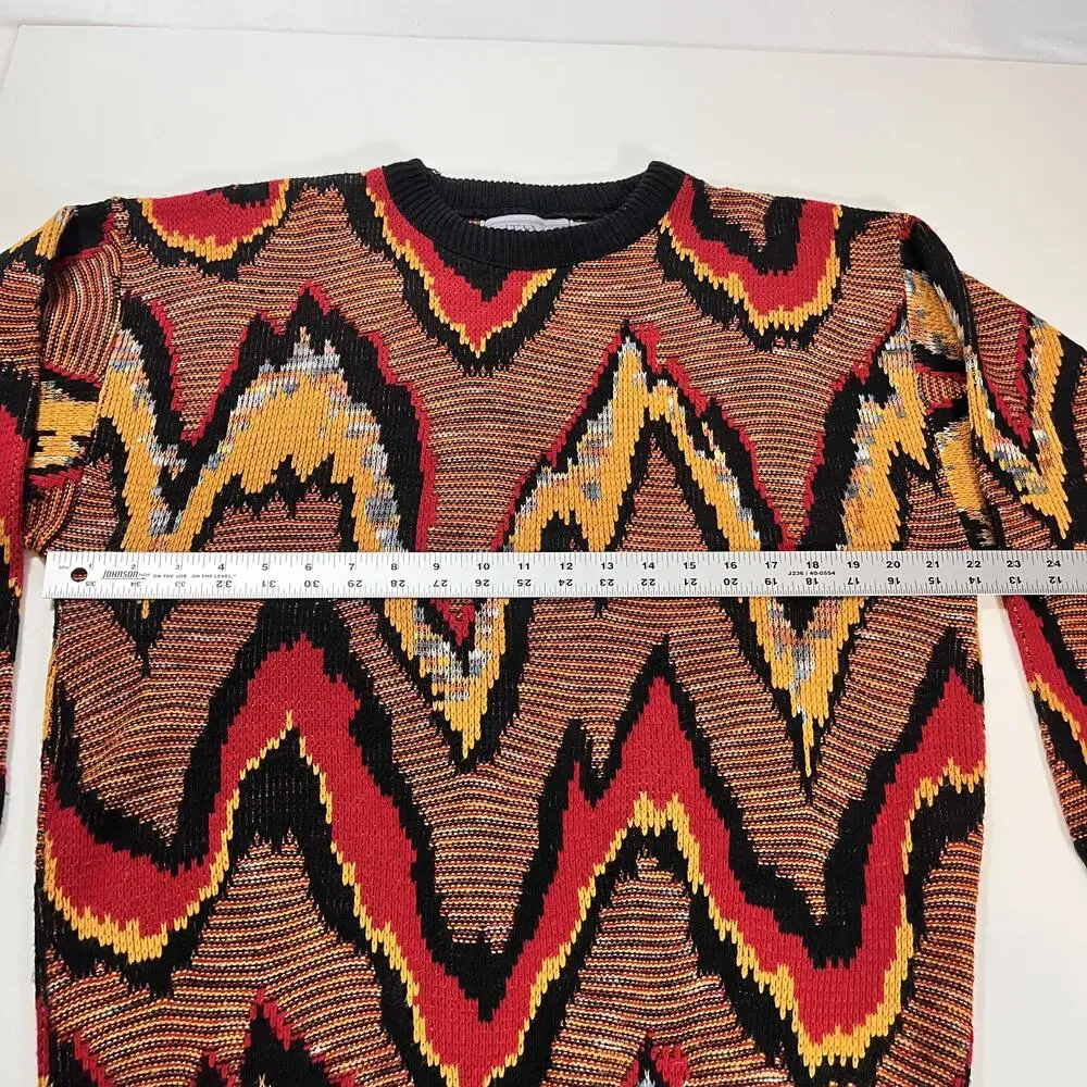 Vintage Gitano Sweater Mens Filigree Coogi Style 3D Knit Pullover USA 80s Cosby